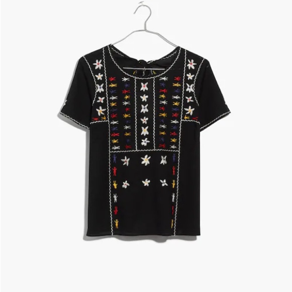 Madewell Embroidered Tie-Back Cutout Top